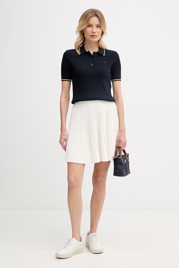Lacoste polo swetrowe damskie z bawełną AF0972 granatowy SS26