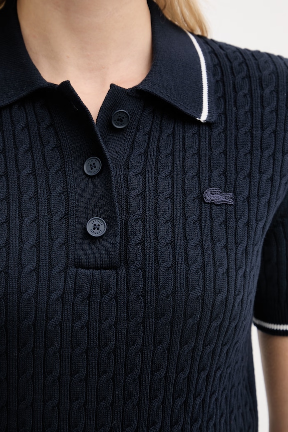 Lacoste polo swetrowe damskie z bawełną AF0972 granatowy