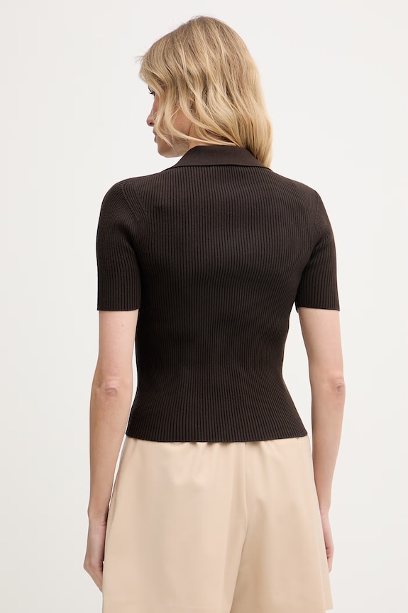 Odzież Lacoste T-shirt damski z wiskozą AF9874 brązowy