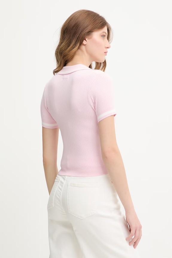 Odzież Guess Jeans polo damskie W6GRZ1.Z3P32 różowy