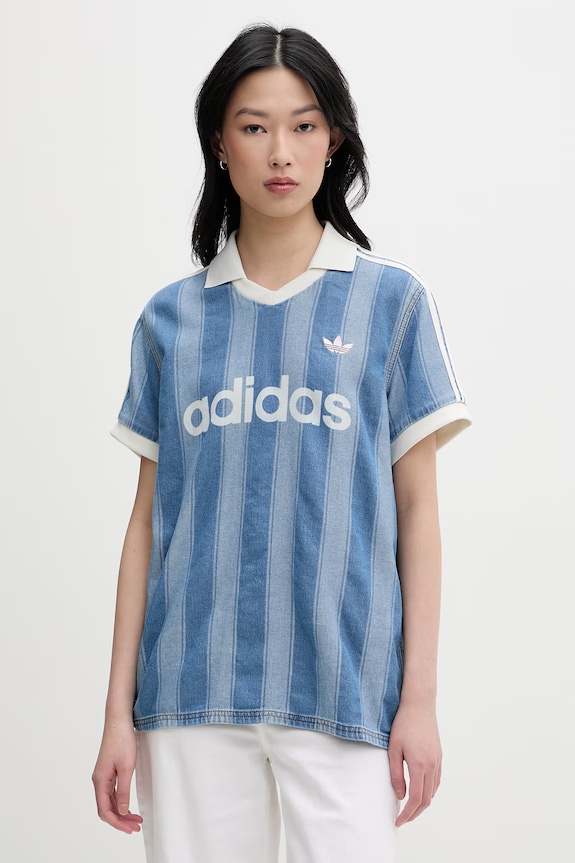 adidas Originals polo damskie bawełniane niebieski KD5448