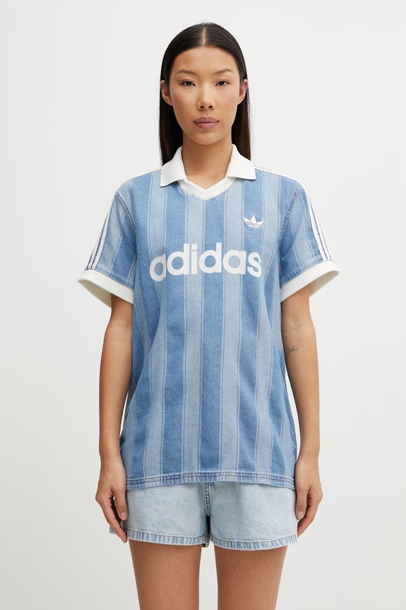 adidas Originals polo bumbac pentru femei albastru KD5448