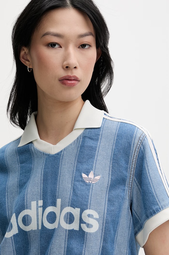 adidas Originals polo damskie bawełniane niebieski KD5448