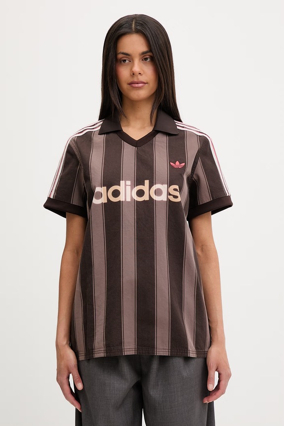 adidas Originals πόλο γυναικείο βαμβακερό καφέ KD5450