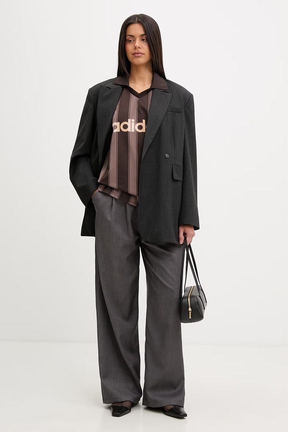 adidas Originals πόλο γυναικείο βαμβακερό KD5450 καφέ SS26