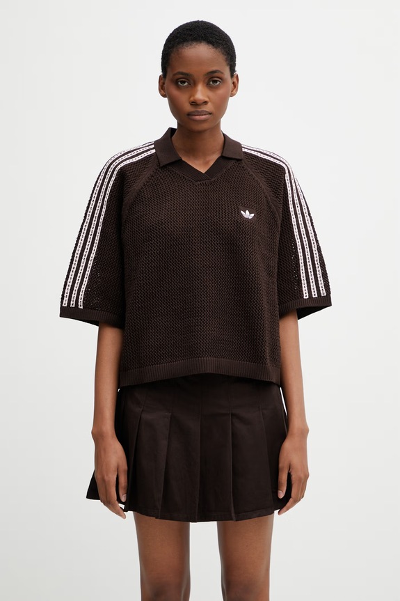 adidas Originals polo tricotat pentru femei maro KE0198