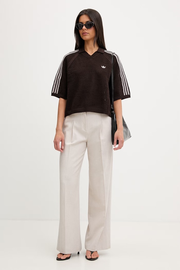 adidas Originals Πλεκτό μπλουζάκι πόλο γυναικείο KE0198 καφέ SS26