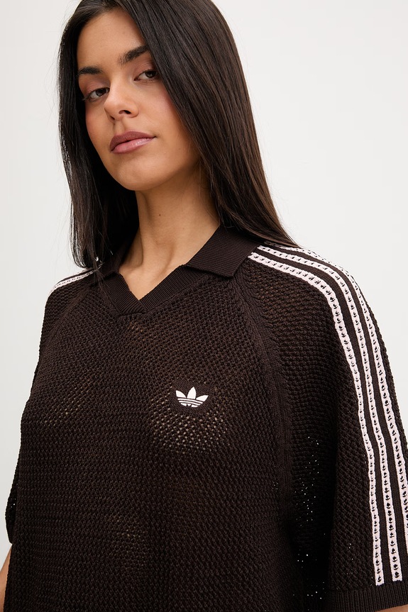 adidas Originals Πλεκτό μπλουζάκι πόλο γυναικείο καφέ KE0198