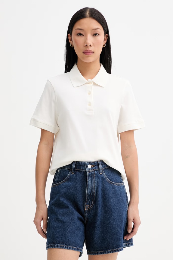 Marc O'Polo polo damskie bawełniane z elastanem beżowy 5000013269