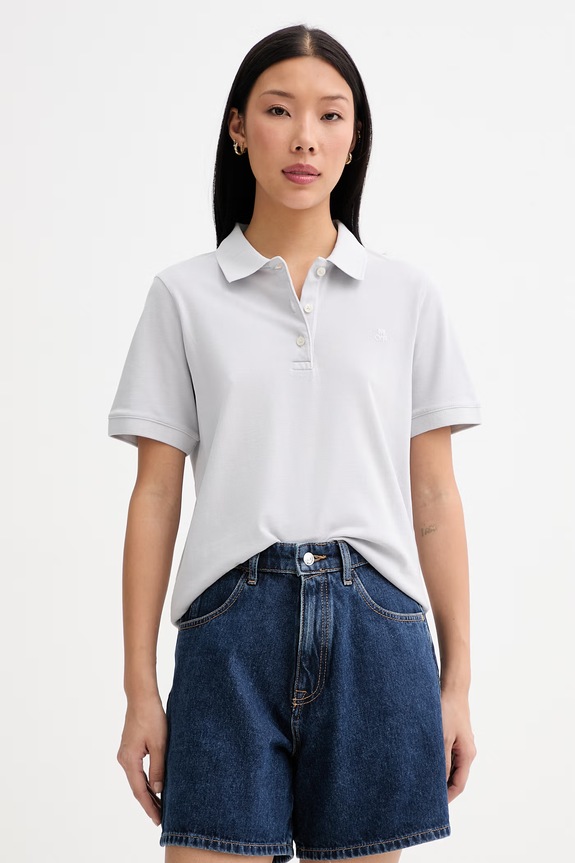 Marc O'Polo polo damskie bawełniane z elastanem szary 5000013269