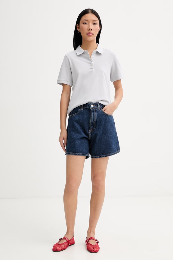 Marc O'Polo polo damskie bawełniane z elastanem 5000013269 szary SS26