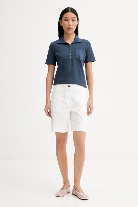 Marc O'Polo polo damskie bawełniane 5000013270 granatowy SS26