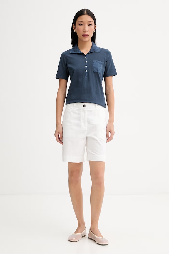 Marc O'Polo polo damskie bawełniane 5000013270 granatowy SS26