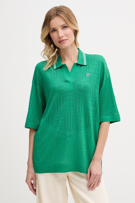 Tommy Hilfiger polo pánské s lyocellem SUMMER zelená WW0WW49791