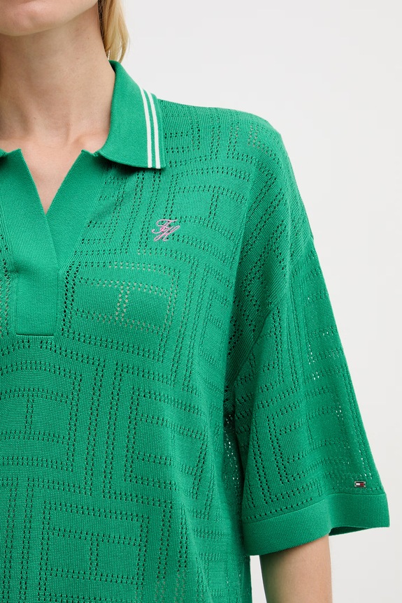 Tommy Hilfiger polo pánské s lyocellem SUMMER WW0WW49791 zelená