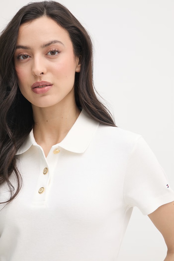 Tommy Hilfiger polo damskie bawełniane biały WW0WW49252
