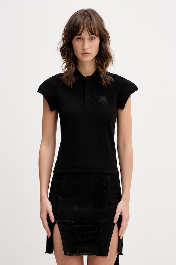 VETEMENTS polo bawełniane gładkie czarny WE76PO453B