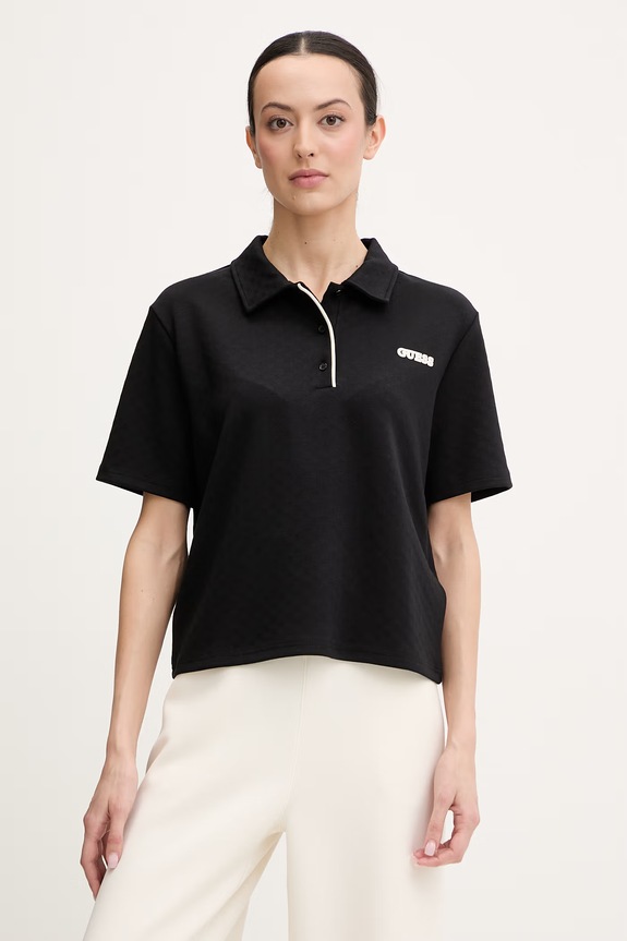 Guess tricou polo CLARA imprimeu negru V6GP12.K3044