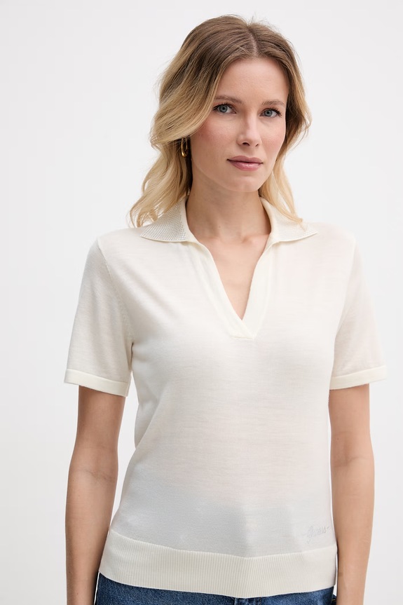 Guess polo femeiesc din lână bej W6GR03.Z0583