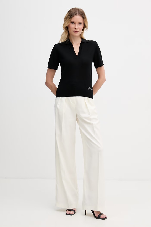 Guess polo feminin din lână W6GR03.Z0583 negru SS26