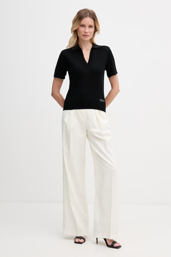 Guess polo feminin din lână W6GR03.Z0583 negru SS26