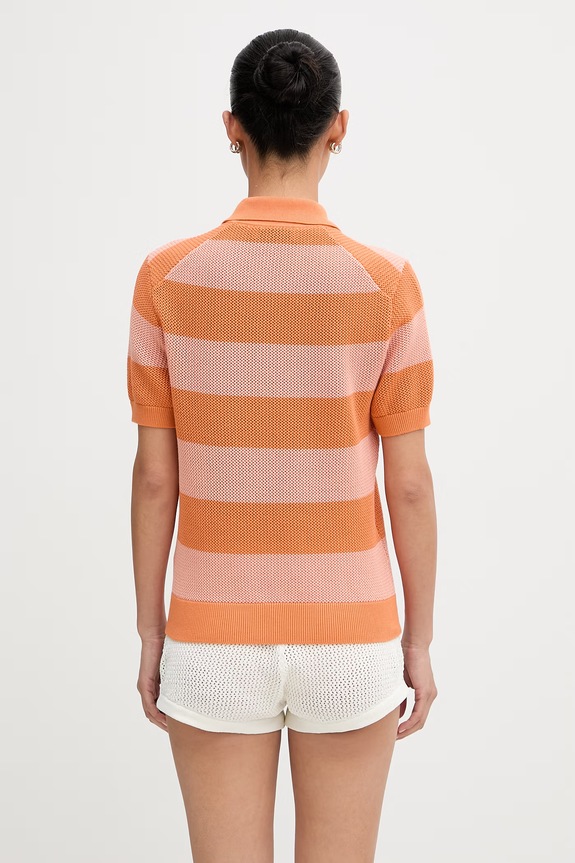 Odzież Lacoste polo damskie bawełniane AF9847 pomarańczowy