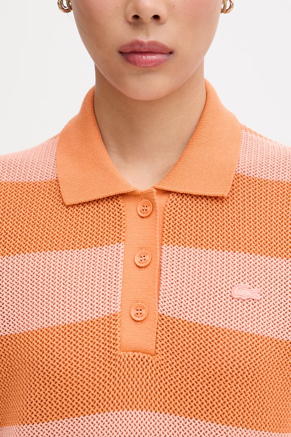 Lacoste polo damskie bawełniane pomarańczowy AF9847