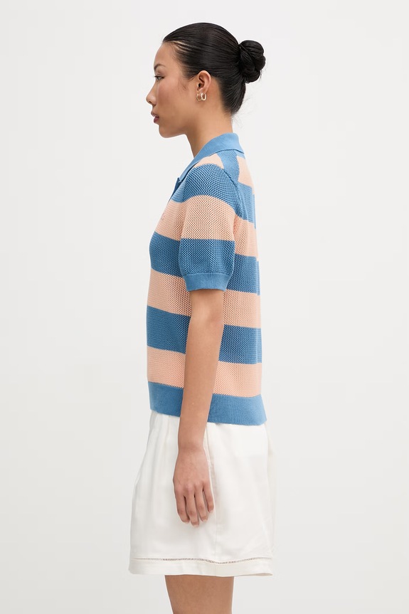 Lacoste polo bawełniane damskie AF9847 niebieski SS26