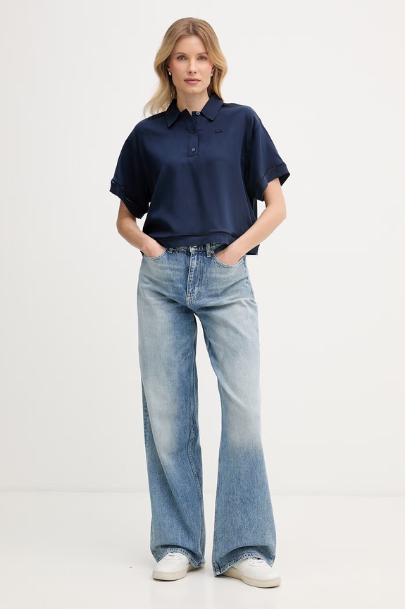 Lacoste polo damskie z lyocellem CF0061 granatowy SS26