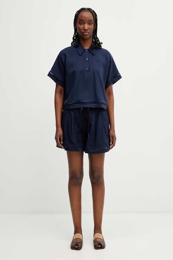 Lacoste тениска с яка с лиосел дамска CF0061 тъмносин