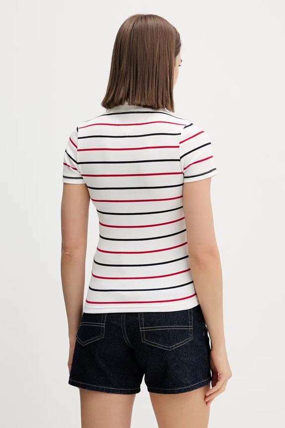 Îmbrăcăminte Tommy Jeans polo pentru femei, din bumbac cu elastan DW0DW22327 alb