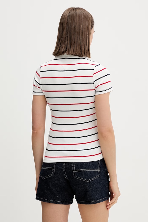 Îmbrăcăminte Tommy Jeans polo pentru femei, din bumbac cu elastan DW0DW22327 alb