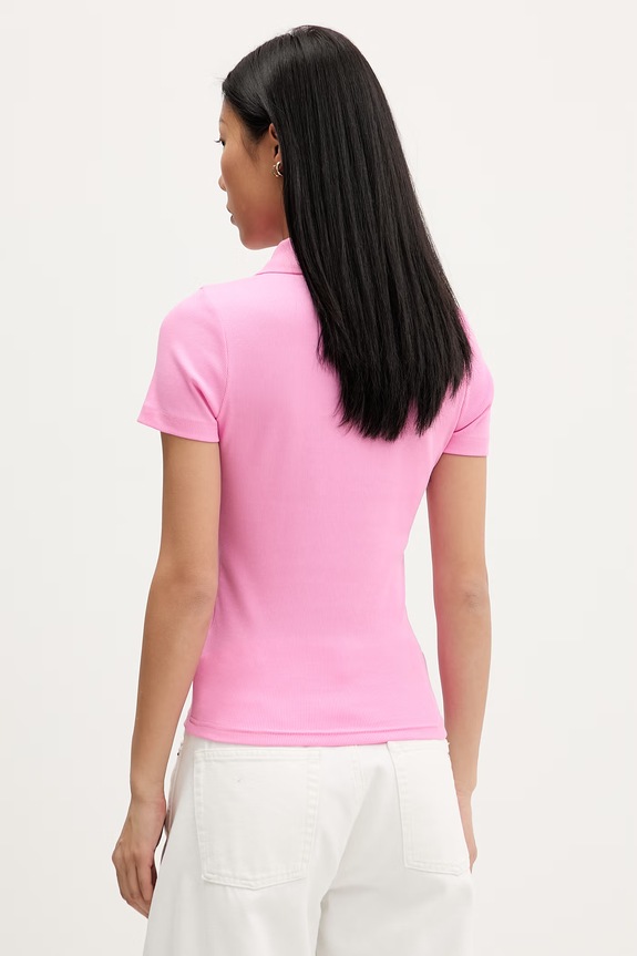 Îmbrăcăminte Tommy Jeans polo pentru femei, din bumbac cu elastan DW0DW22327 roz