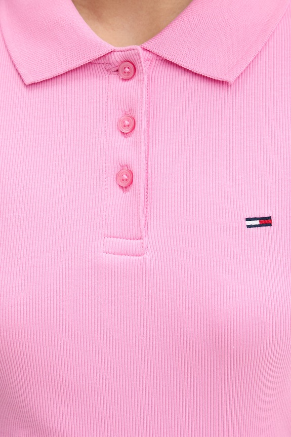 Tommy Jeans polo pentru femei, din bumbac cu elastan DW0DW22327 roz