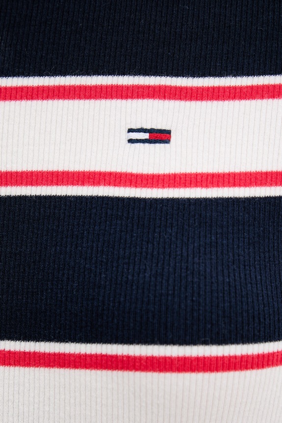 Tommy Jeans polo damskie bawełniane z elastanem DW0DW22327 granatowy