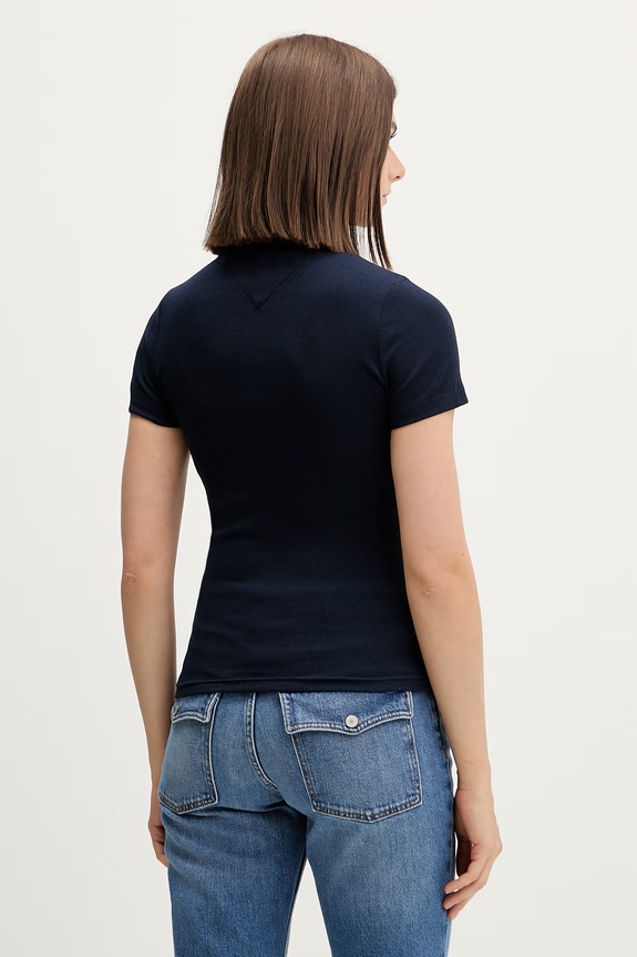 Îmbrăcăminte Tommy Jeans polo pentru femei, din bumbac cu elastan DW0DW22327 bleumarin