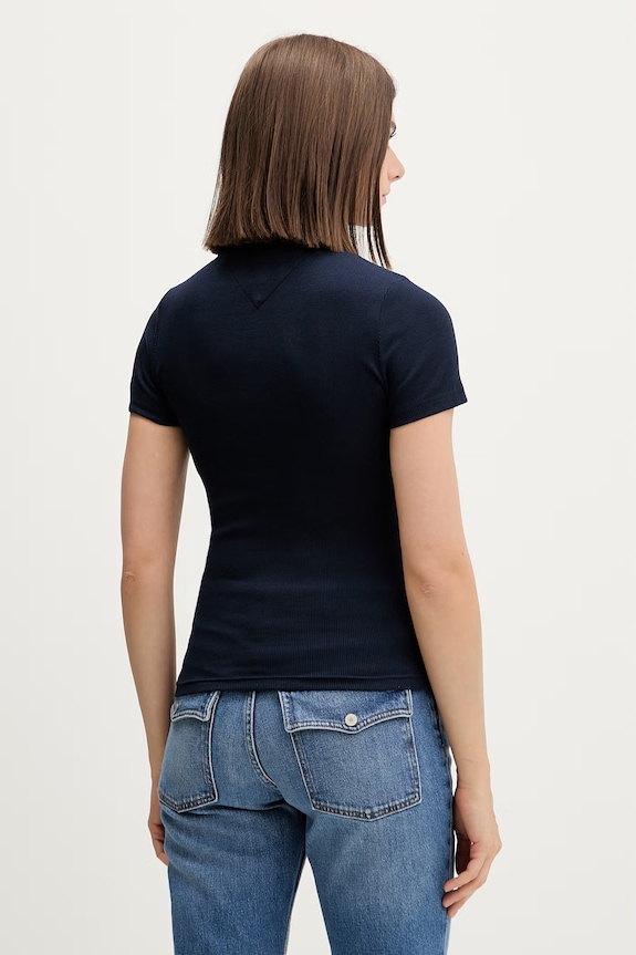 Îmbrăcăminte Tommy Jeans polo pentru femei, din bumbac cu elastan DW0DW22327 bleumarin