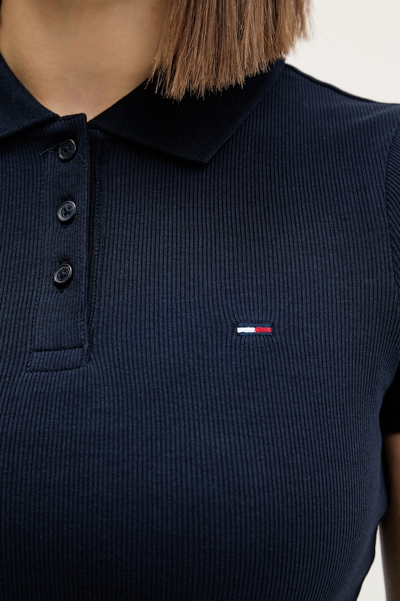 Tommy Jeans polo pentru femei, din bumbac cu elastan DW0DW22327 bleumarin