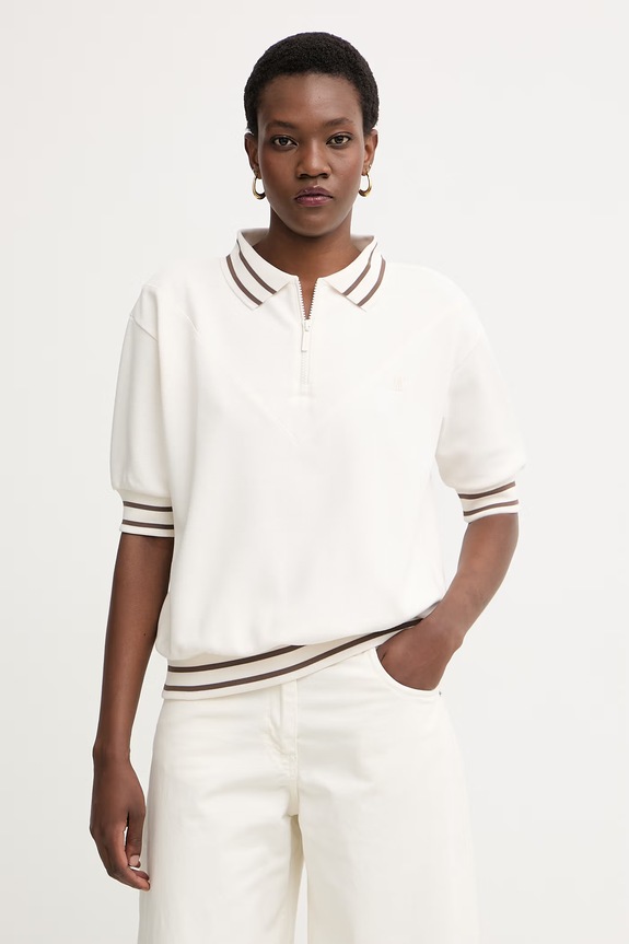 Armani Exchange polo pentru femei, cu vâscoză bej XW002215.AF13401