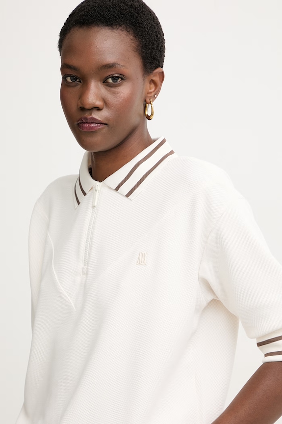 Armani Exchange polo pentru femei, cu vâscoză bej XW002215.AF13401