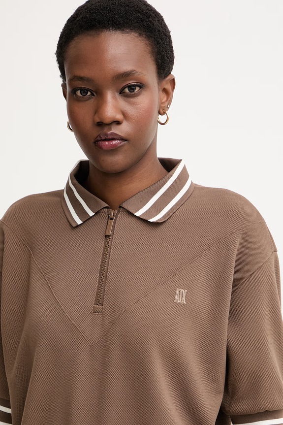 Armani Exchange Тениска с яка дамска с вискоза кафяв XW002215.AF13401