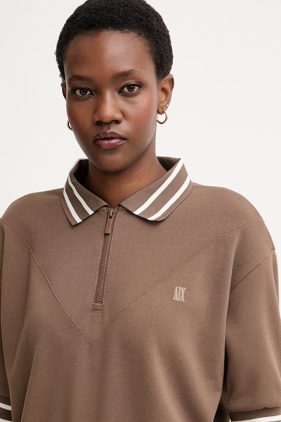 Armani Exchange Тениска с яка дамска с вискоза кафяв XW002215.AF13401