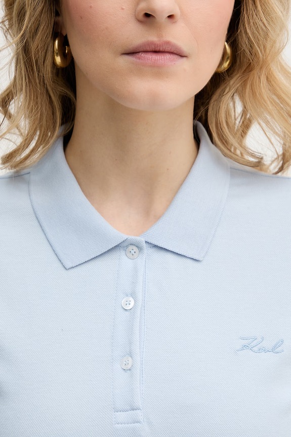 Karl Lagerfeld polo damskie bawełniane z elastanem niebieski B2W17097