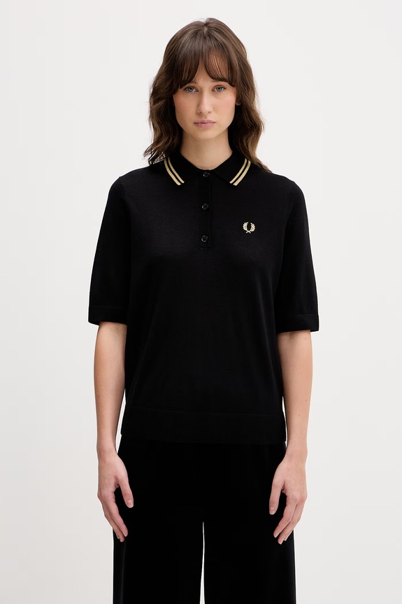 Fred Perry polo z dodatkiem wełny gładkie czarny K2125