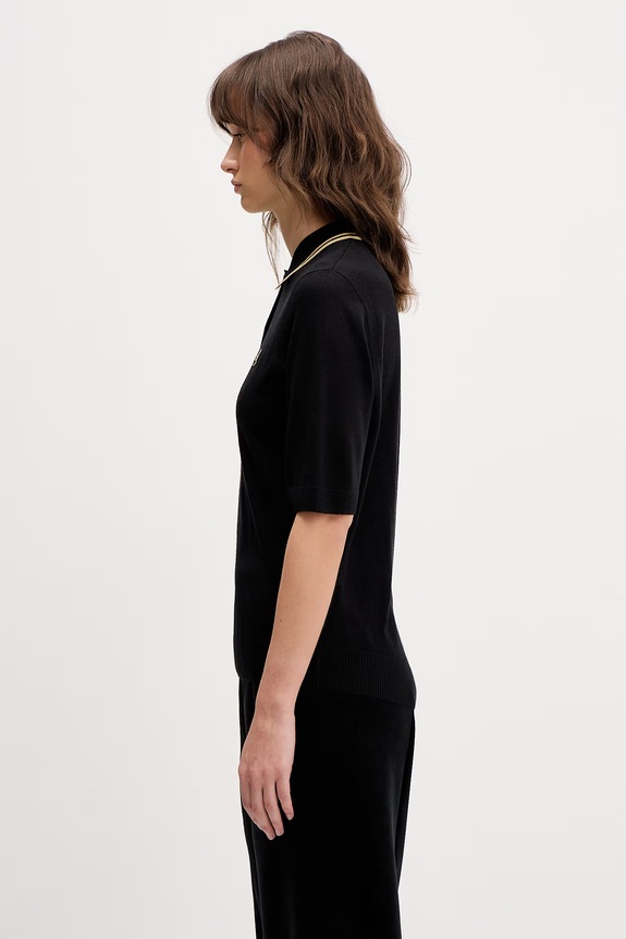 Polo tričko s prímesou vlny Fred Perry K2125 čierna SS26