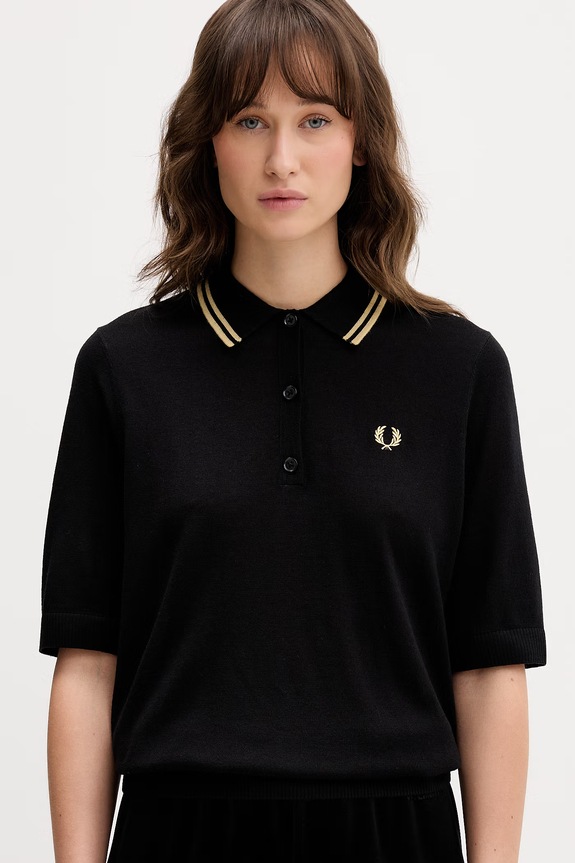 Polo tričko s prímesou vlny Fred Perry čierna K2125