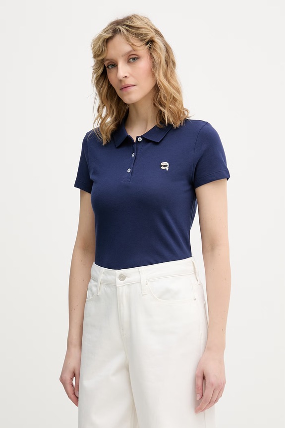 Karl Lagerfeld polo damskie bawełniane IKON granatowy B2W17098