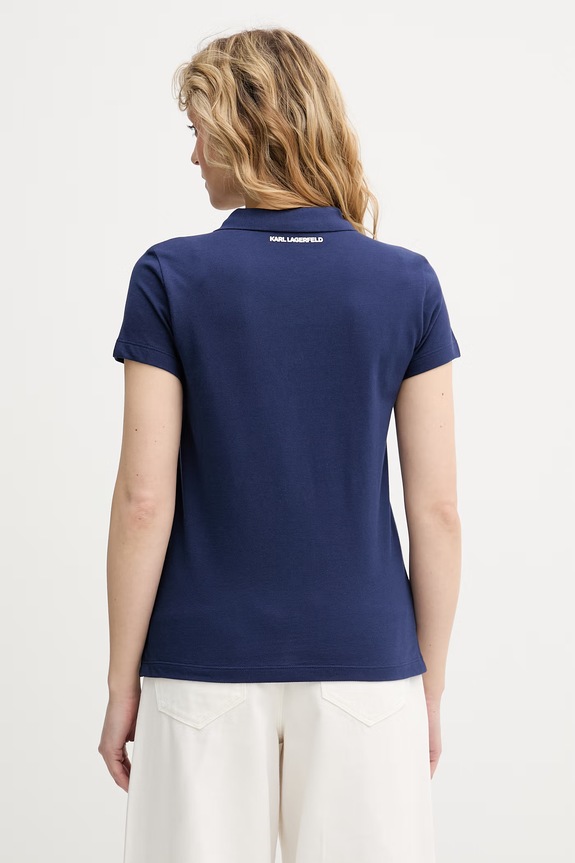 Odzież Karl Lagerfeld polo damskie bawełniane IKON B2W17098 granatowy