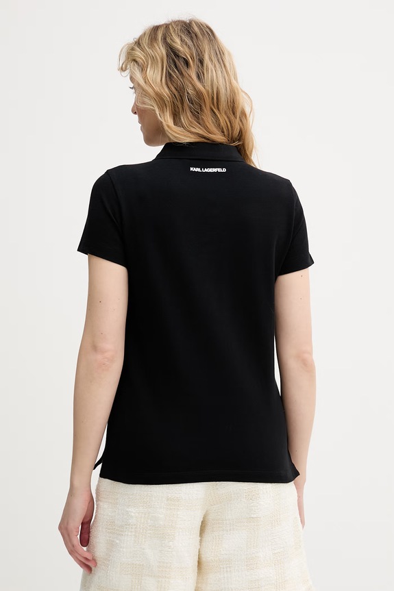 Odzież Karl Lagerfeld polo damskie bawełniane IKON B2W17098 czarny