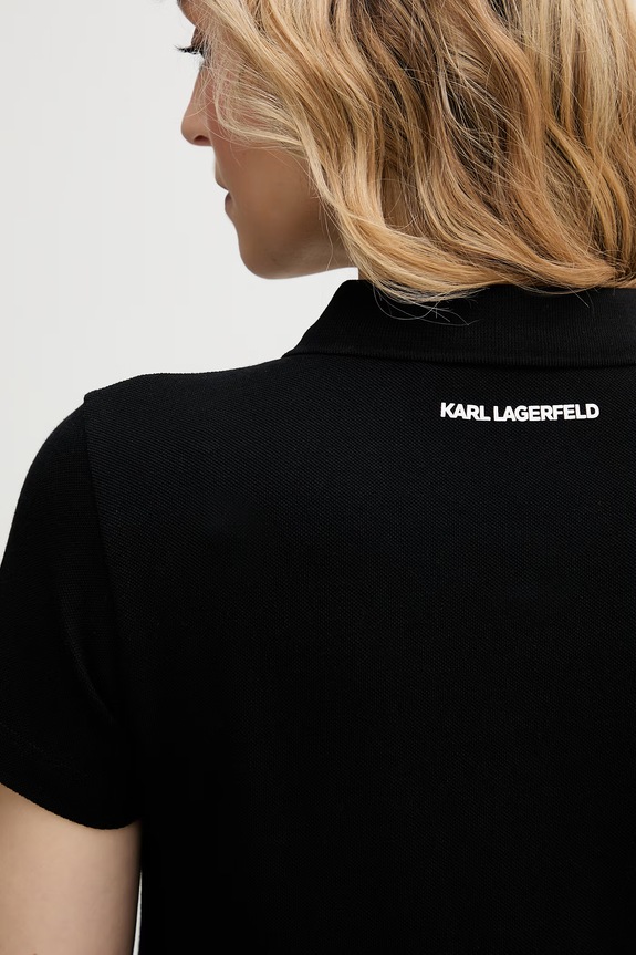 Karl Lagerfeld polo damskie bawełniane IKON B2W17098 czarny